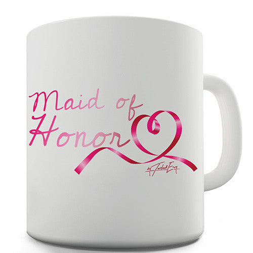 Maid Of Honor Pink Ribbon Novelty Mug