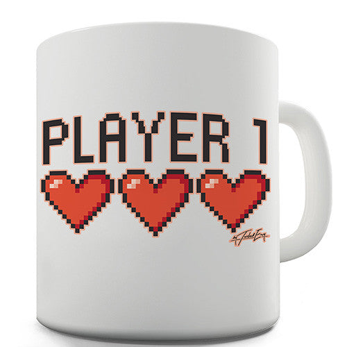 Player 1 Hearts Novelty Mug