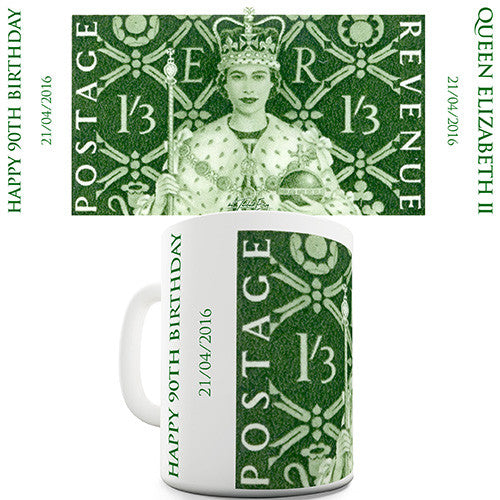 90th Birthday Queen Postage Stamp Novelty Mug