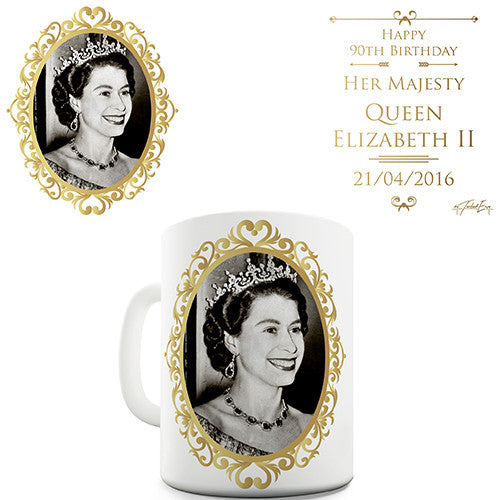 Queen Elizabeth II 90th Birthday Novelty Mug