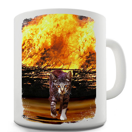 Cat On Fire Novelty Mug