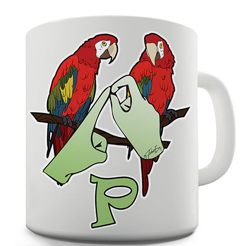 Sign Language Letter P Novelty Mug