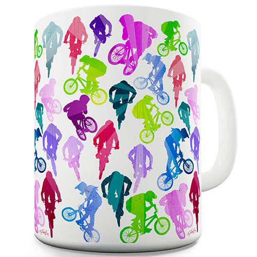 BMX Rainbow Collage Novelty Mug