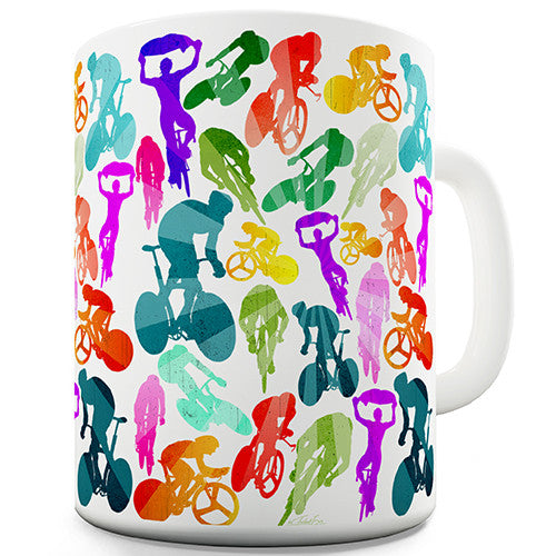 Cycling Rainbow Collage Novelty Mug