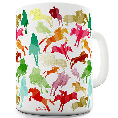 Show Jumping Rainbow Collage Novelty Mug