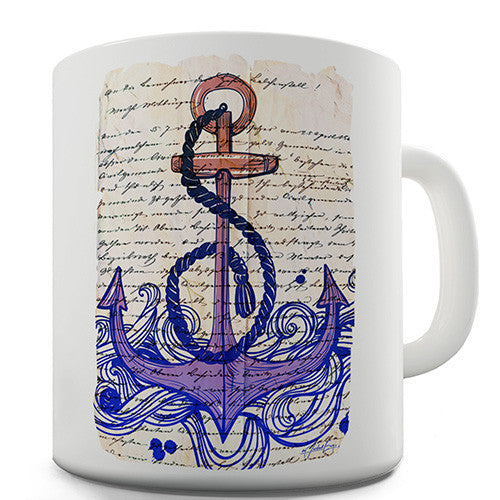 Book Print Sea Anchor Novelty Mug