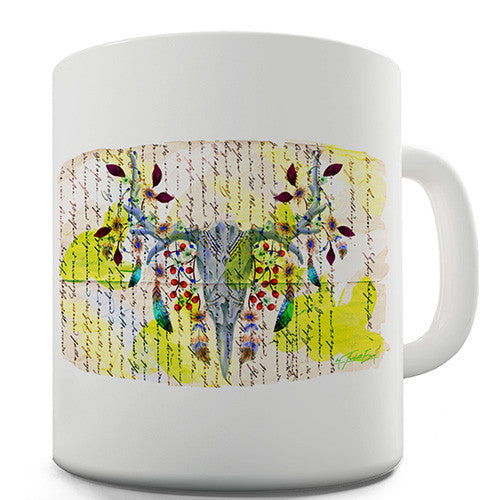 Book Print Animal Skull Feathers Novelty Mug