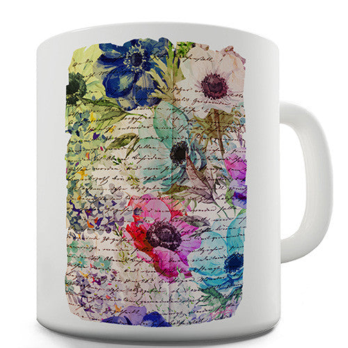 Book Print Flowers Novelty Mug