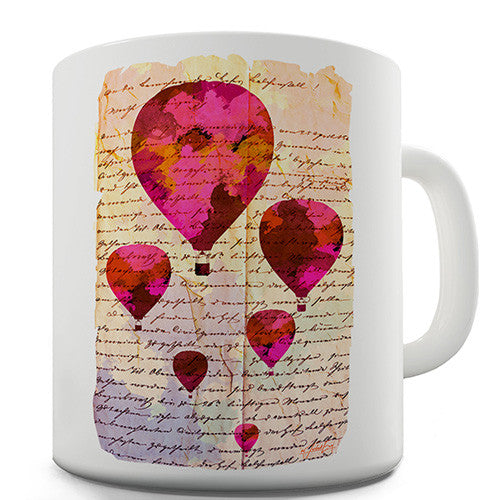 Book Print Hot Air Balloons Novelty Mug