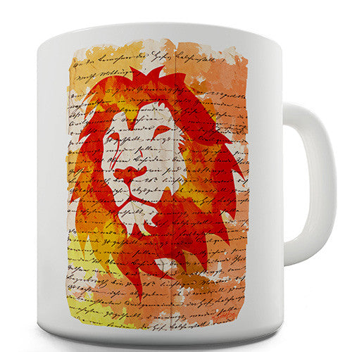 Book Print Lion Head Novelty Mug