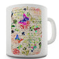 Book Print Butterflies And Flowers Novelty Mug