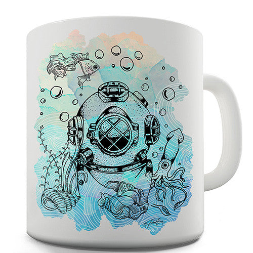 Diver With Fishes Novelty Mug