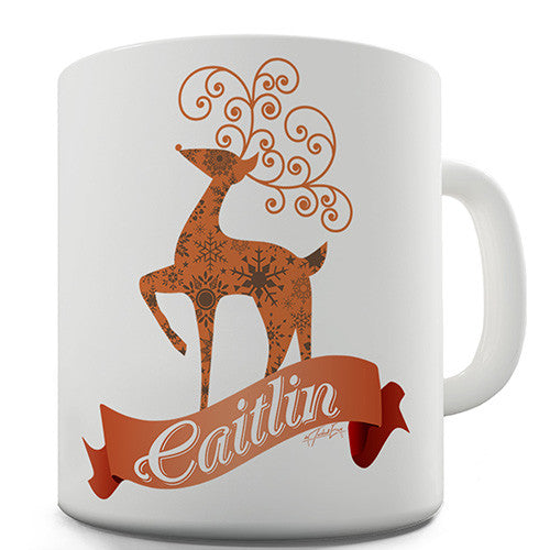 Decorative Christmas Reindeer Personalised Mug