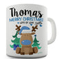 Blue Christmas Reindeer Personalised Mug