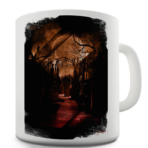 Spooky Red Graveyard Novelty Mug