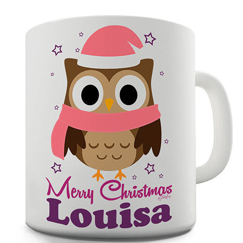 Pink Christmas Owl Personalised Mug