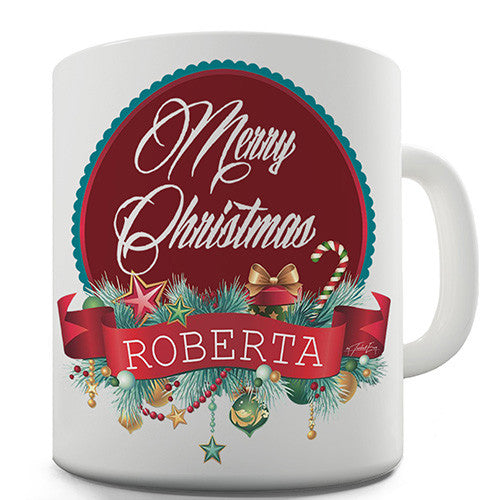 Merry Christmas Wreath Personalised Mug