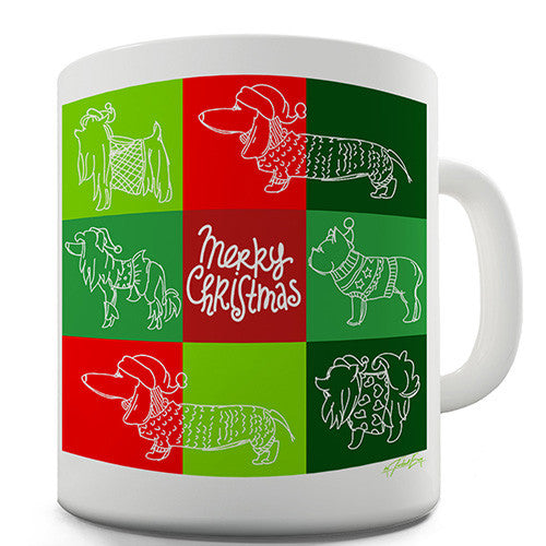 Merry Christmas Dogs Novelty Mug