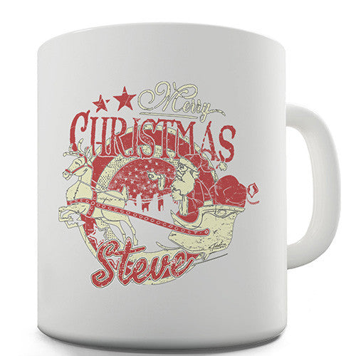 Grunge Christmas Santa Sleigh Personalised Mug
