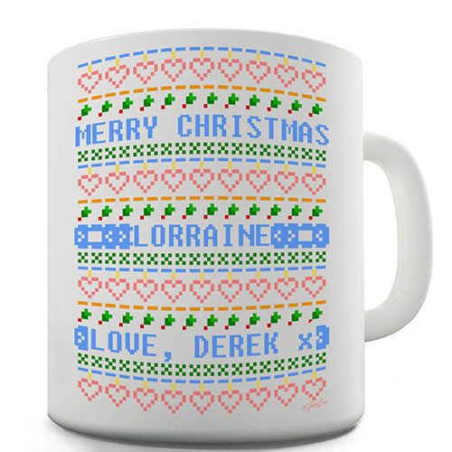 Merry Christmas Pattern Personalised Mug