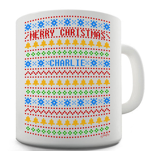 Merry Christmas Colourful Pattern Personalised Mug