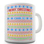 Merry Christmas Colourful Pattern Personalised Mug