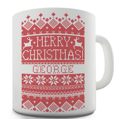 Merry Christmas Traditional Pattern Personalised Mug