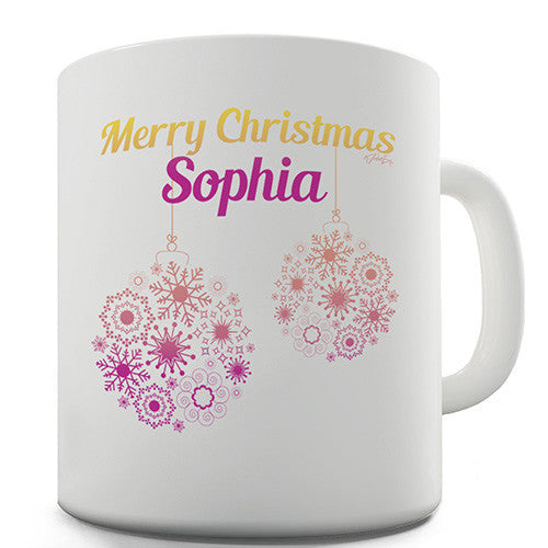 Merry Christmas Baubles Personalised Mug