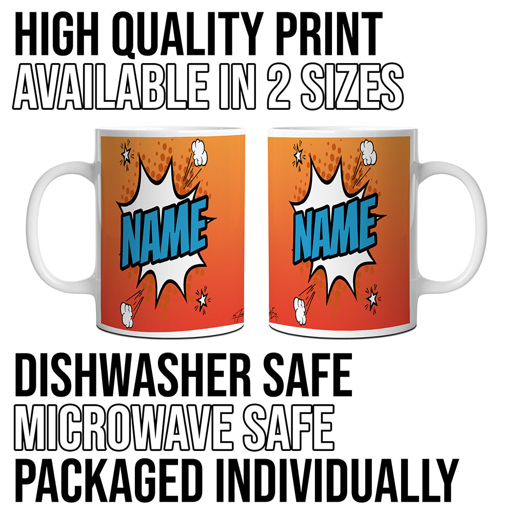 Orange Comic Book Style Personalised Mug