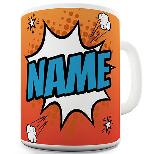 Orange Comic Book Style Personalised Mug
