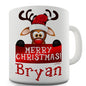 Merry Christmas Reindeer Banner Personalised Mug