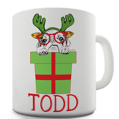 Christmas Present Pug Personalised Mug