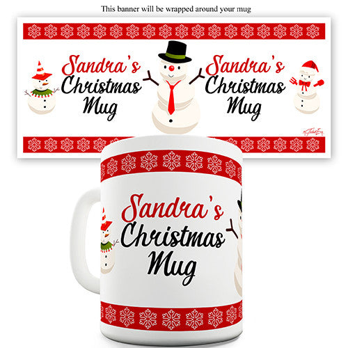 Red Snowmen Personalised Mug