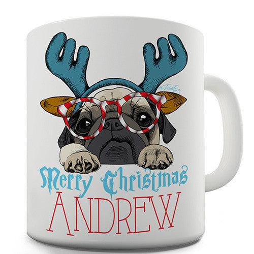 Candy Cane Pug Personalised Mug