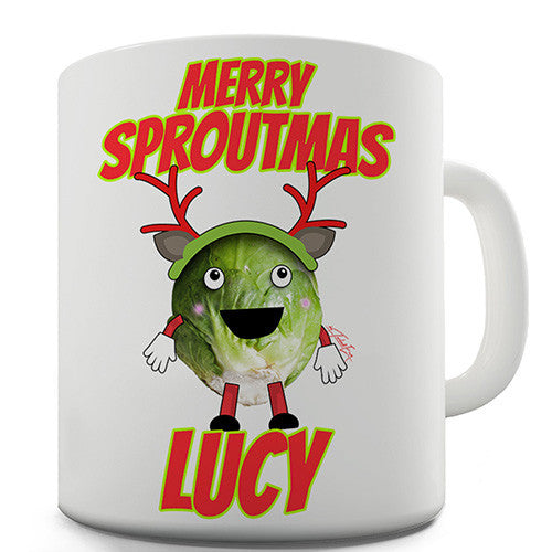 Merry Sproutmas Antlers Personalised Mug