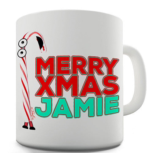 Cartoon Christmas Candy Cane Personalised Mug