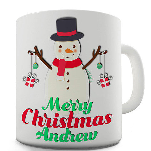 Merry Christmas Snowman Baubles Personalised Mug