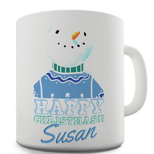 Christmas Snowman Jumper Personalised Mug