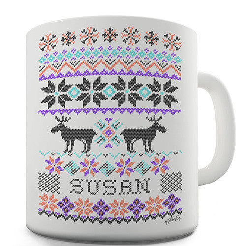 Moose Ugly Christmas Jumper Personalised Mug