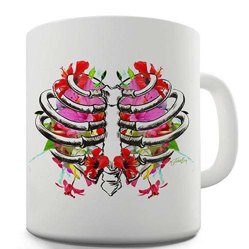 Floral Heart Ribcage Novelty Mug