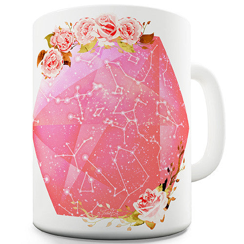 Pink Constellation Stars Floral Novelty Mug