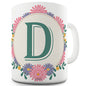 D Floral Letter Border Initial Novelty Mug