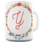 Y Floral Letter Border Initial Novelty Mug