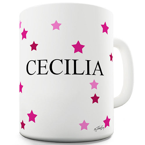 Pink Stars Name Personalised Mug