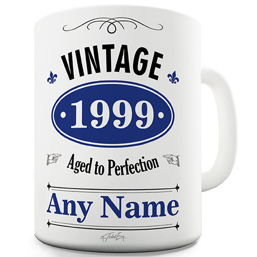 Vintage 1999 (add any name, year, age) Blue Personalised Mug