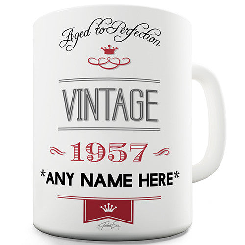 Vintage 1957 Aged to Perfection 60th Birthday Red Personalised Mug