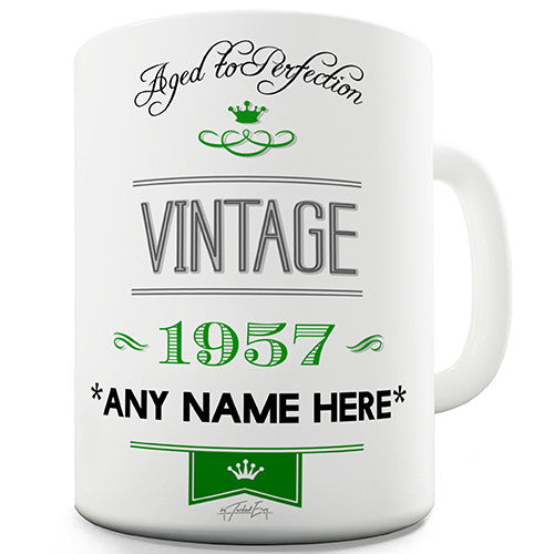 Vintage 1957 Aged to Perfection 60th Birthday Green Personalised Mug