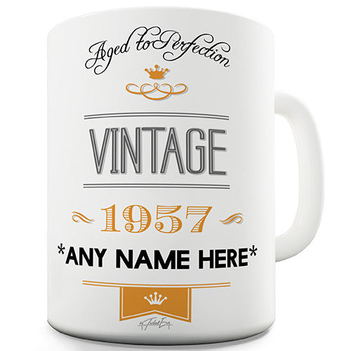 Vintage 1957 Aged to Perfection 60th Birthday Orange Personalised Mug