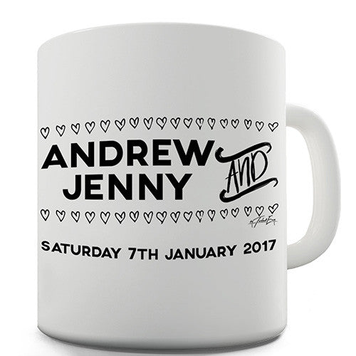 Wedding Date Hearts Personalised Mug