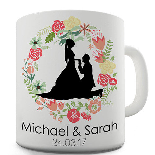 Wedding Silhouette Wreath Personalised Mug